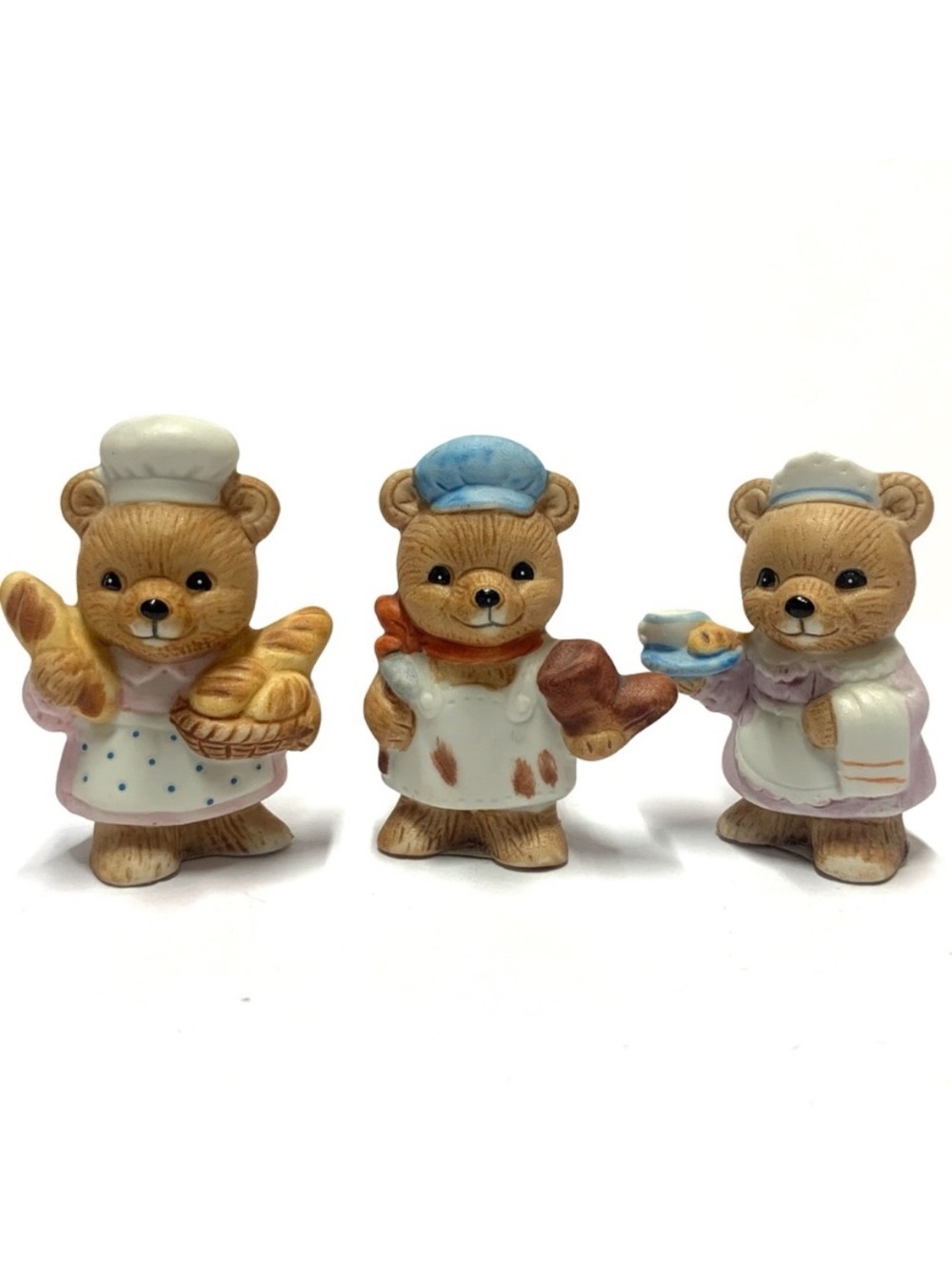 Vintage HOMCO 8820 Bear Figurines Baker Waitress Cobbler Set of 3